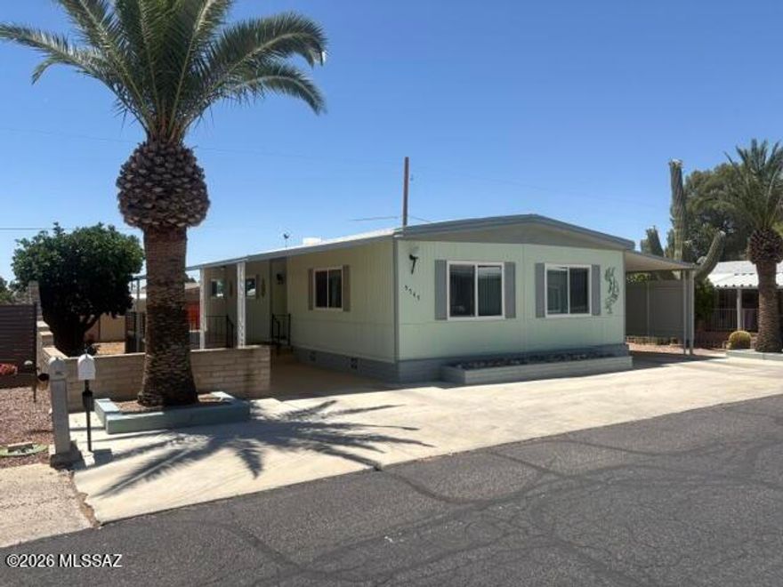 Well cared for furnished 2 bedroom 2 bath north facing home with many upgrades and improvements! Kitchen has been updated with new cabinets. Windows have been replaced. HVAC gas pac system installed 2 years ago. Flooring replaced 4 years ago. Water pipe from meter to the house is copper, rest of plumbing pipes are CPVC. Nice large covered porch on the east side of home. Covered parking on both sides of home. Located in an active 55+ community, the HOA fee includes unlimited golf, tennis, pickleball, shuffleboard, pools, spa, fitness center, trash service, and much more. Best of all--you own the land. This is carefree living at its finest.
