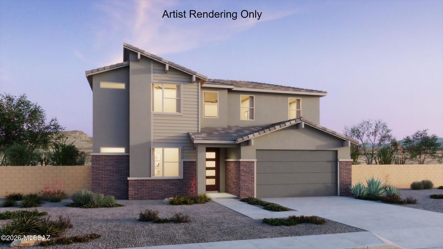 2-Story Slate plan w Midcentury Modern elevation. Welcome to your dream home featuring open Greatroom concept. Here the heart of your home seamlessly blends the living, dining, and kitchen areas. Owner's suite, Bedroom 5 with bath, powder room & enclosed study are on the 1st floor. 2nd floor features versatile loft area, bedrooms 2 & 3 which share a Jack-n-Jill bathroom, bedroom 4 and an additional full bath. Kitchen boasts a gas cooktop, quartz countertops, spacious corner walk-in pantry & beautiful center island. Includes faux wood blinds.