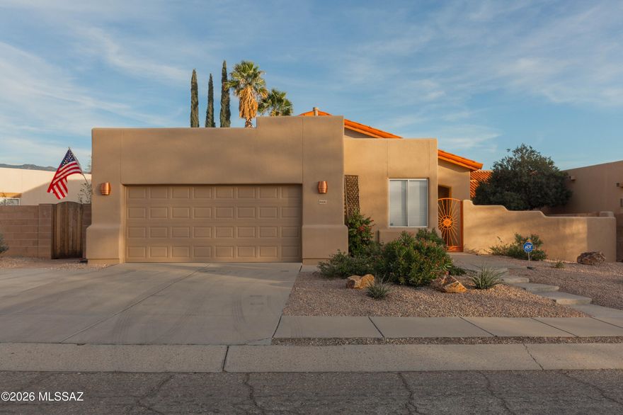 15k Price Drop- Discover this beautiful home tucked within the highly desirable Silverado Hills community on the east side of Tucson. Designed with comfort and style in mind, this residence welcomes you with soaring vaulted ceilings, an airy atmosphere, and abundant natural light that fills every corner. The thoughtfully designed split floor plan creates the perfect balance of openness while still feeling cozy, modern tile flooring throughout adds a seamless, polished look. At the center of the home, the open-concept kitchen shines with custom wood floating shelves, rich wood countertops, open shelving, and sleek stainless steel appliances -- an inviting space ideal for entertaining or everyday living. Remodeled bathrooms feature tasteful, modern finishes, and the spacious primary suite.. a relaxing retreat to unwind at the end of the day. Step outside to your quiet, private backyard, complete with an additional side yard that provides ample space for entertaining or gardening. Beautiful built-in planters create the perfect setting for flower beds or a personal garden. Start your mornings with coffee in the peaceful front courtyard while enjoying stunning mountain views. A newer Carrier HVAC 2024 system ensures year-round comfort and efficiency. New garage door as of 2024. New security system owned in 2024. New lighting throughout exterior and interior. Set in a quiet neighborhood just minutes from hiking trails, restaurants, and everyday conveniences, this home offers the perfect blend of serenity and accessibility at the edge of the city. Come see for yourself the comfort and charm that make this home truly special.
