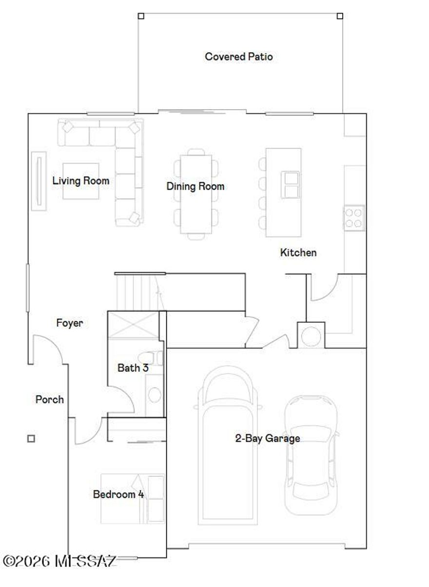 This new two-story home boasts desirable features, such as a bedroom suite and a spacious open-concept layout on the first floor shared between the kitchen, living and dining spaces. All three bedrooms boast a private location on the second level, including a generous owner's suite with a full bathroom and walk-in closet. A convenient loft provides additional space for entertainment and leisure on the upper floor. This home includes GE® stainless steal appliances, Rinnai Tankless Water Heater, prep for reverse osmosis, Quartz Countertops, 2'' faux wood blinds, LED lighting and so much more!