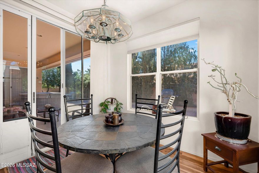 Welcome to this charming single-story home nestled in the desirable North Ranch community in Northwest Tucson. Featuring an open and functional split floor plan with high ceilings and an abundant of natural light. This home offers comfortable everyday living with timeless appeal. The spacious kitchen flows into the main living areas, creating a welcoming space for both relaxing and entertaining. The primary suite includes a walk-in closet and private bath, while additional bedrooms offer flexibility for guests, home office, or hobbies. Enjoy low maintenance desert landscaping in a private backyard with a covered patio- perfect for outdoor living. Located on a quiet cut-de-sac and close to community amenities including pools, tennis courts, walking paths and parks.