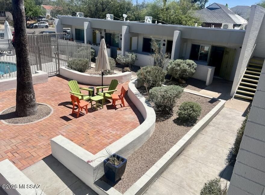 IMMEDIATE AVAILABILITY! All utilities included! One of a kind studio available at Old Town Apartments, located in the heart of the vibrant Armory Park / 5 Points neighborhood--one of Tucson's most historic districts. This thoughtfully designed studio features polished concrete floors, warm slatted wood ceilings, a granite + stainless kitchen appliances with dishwasher. Inviting porch and private backyard. The gated community offers a pool, grill area, bike racks, and onsite laundry, providing convenience and charm in equal measure. Rent is $995/month and includes WiFi, parking, water, sewer, electric and trash.  Due to no private yards, cats are welcome; dogs are not permitted. www.brightproperties.net Charming Downtown Studio | Old Town Apartments - Armory Park / 5 Points
Welcome to a thoughtfully designed studio at Old Town Apartments, a mid-century gem originally designed by architect Ann Rysdale in 1961. Perfectly located in the vibrant Armory Park / 5 Points neighborhood, this property places you right in the heart of downtown Tucson's most walkable and historic area.
Inside, the studio feels bright, calm, and beautifully efficient. The open layout features polished concrete floors, warm slatted wood ceilings, and large doors that open to your private outdoor space, bringing natural light and fresh air into the home.
The kitchen has been tastefully updated with granite countertops, stainless steel appliances, and a dishwasher, while the IKEA-designed bath keeps the space clean and modern. A built-in desk and eating area, great closet space, and a smart layout make the studio feel both stylish and functional.
Comfort is easy year-round with high-efficiency mini-split heating and cooling systems and ceiling fans.
The gated Old Town community offers a relaxed yet sophisticated atmosphere with:
" Sparkling pool
" Outdoor grill and gathering spaces
" Bike racks
" On-site laundry
" Attractive landscaped courtyards
Parking and high-speed internet are included, making daily living simple and convenient.
Professionally managed with care by www.brightproperties.net, Old Town Apartments blends mid-century character, modern upgrades, and one of Tucson's best downtown locations.