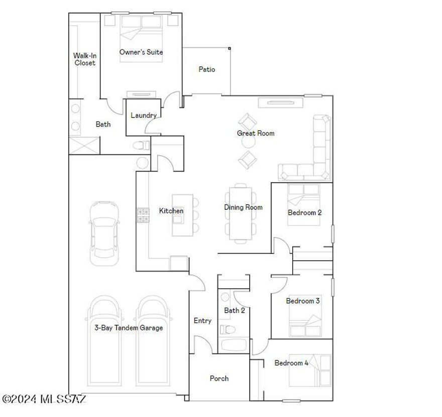 This low-maintenance, single-story home features a generous open floorplan shared between the Great Room, kitchen and dining room, maximizing the footprint of the interior. The luxurious owner's suite is privately situated toward the back of the home, while three secondary bedrooms can be found off a hallway near the foyer. This home includes GE® stainless steal appliances, Rinnai Tankless Water Heater, prep for reverse osmosis, Granite Countertops, 2'' faux wood blinds, LED lighting and so much more!