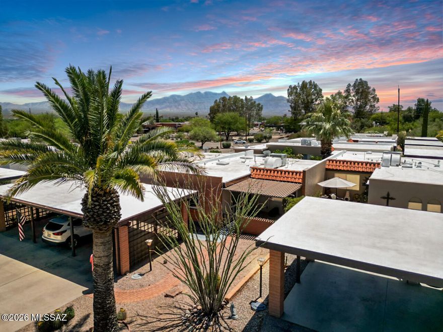 This well-maintained home features a fully remodeled kitchen with granite countertops, stunning tile backsplash, and upgraded cabinetry. Bathrooms have been tastefully renovated with modern showers, updated vanities, and stylish lighting. Enjoy the added living space of a finished Arizona room plus an additional screened-in patio--perfect for relaxing or entertaining year-round. The private front patio offers a covered pergola for added shade, while newer windows throughout enhance efficiency and natural light. Major systems have been well cared for, including the roof and HVAC, giving peace of mind to the next owner. Located just a short walk to the Casa Palomas 1 GVR amenities, including pool, shuffleboard, and clubhouse--this is easy, low-maintenance desert living at its best.
