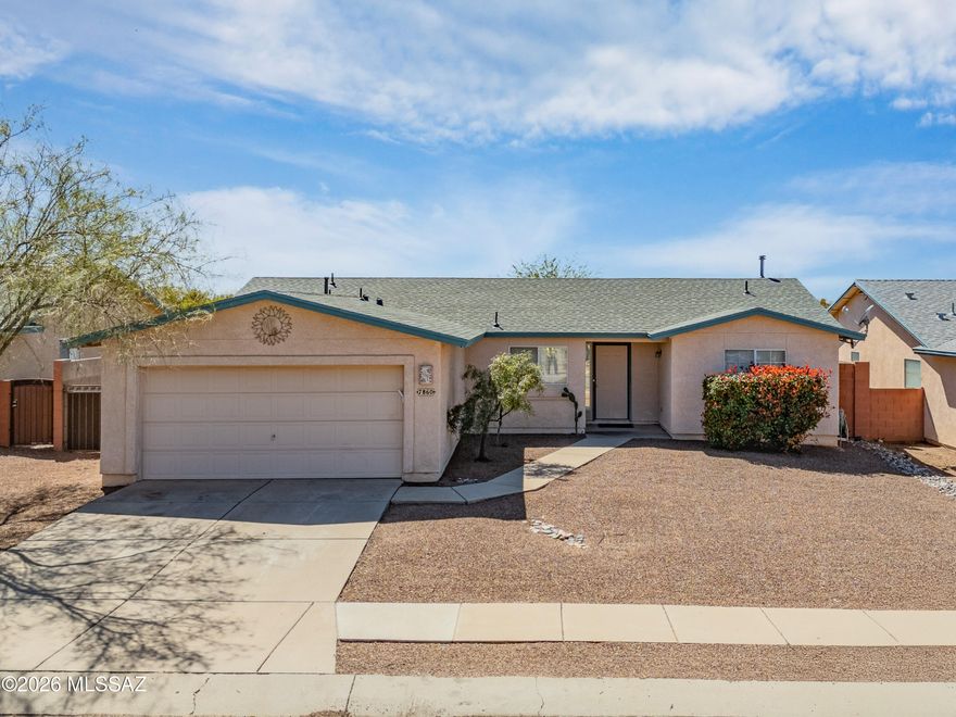 Welcome to this desirable Rita Ranch neighborhood featuring a 3 bedrooms, 2 bath home with a split bedroom floor plan and a spacious functional layout. This purposefully updated home has significant investments including a NEW ROOF with a transferable roof warranty (2024), FULLY REPLUMBED in 2023 (no poly pipes), and newer HVAC (2018). The fully remodeled (2026) primary bath features a brand new custom tiled walk-in rain shower, new double sink vanity, color changing lights, Bluetooth speaker and exhaust fan system. Enjoy real grass in the backyard with a large covered flagstone patio and extended height walls to add privacy. Ideally located less than 5 minutes from the freeway with quick access to shopping, dining and everyday conveniences. A fantastic opportunity for comfortable living.