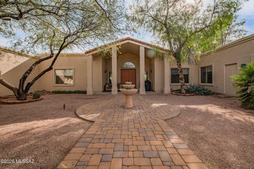 Nestled on over 1/2 an acre on the 1st fairway of the beautiful 49ers Country Club, this 4-BR, 3.5-bath home with additional guest quarters, offers stunning mountain and golf course views throughout. Surrounded by lush mesquite trees, you are welcomed through a large, private court yard. The home features vaulted ceilings and expansive picture windows offering incredible light. The large open kitchen boasts granite countertops, abundant cabinetry, glass tile backsplash, double ovens, and gas cooktop. The renovated primary suite showcases a stone vanity and large walk in shower. Enjoy outdoor living with a covered patio, hot tub, kiva fireplace, and putting green. All of 49ers Country Club's incredible amenities including golf, pool, fitness, and dining are a short walk out the back gate!