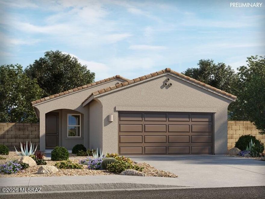 Former model home available now as-is!  This single-story home has a covered patio just off the great room so you can enjoy the beautiful desert.  The primary suite location provides ultimate quiet and privacy.  Visit the Hanson Ridge community in Vail, Arizona.  Set against the stunning backdrop of the Rincon Mountains, this community is located within the highly desirable Vail School District and provides easy access to the 1-10 and major employment centers.  Move-in ready with a washer, dryer, fridge, and whole-home blinds; closing in 60 days or less - guaranteed.  We'll reimburse up to $5,000 for delays we cause.  Each of our homes is built with innovative, energy-efficient features designed to help you enjoy more savings, better health, real comfort and peace of mind.