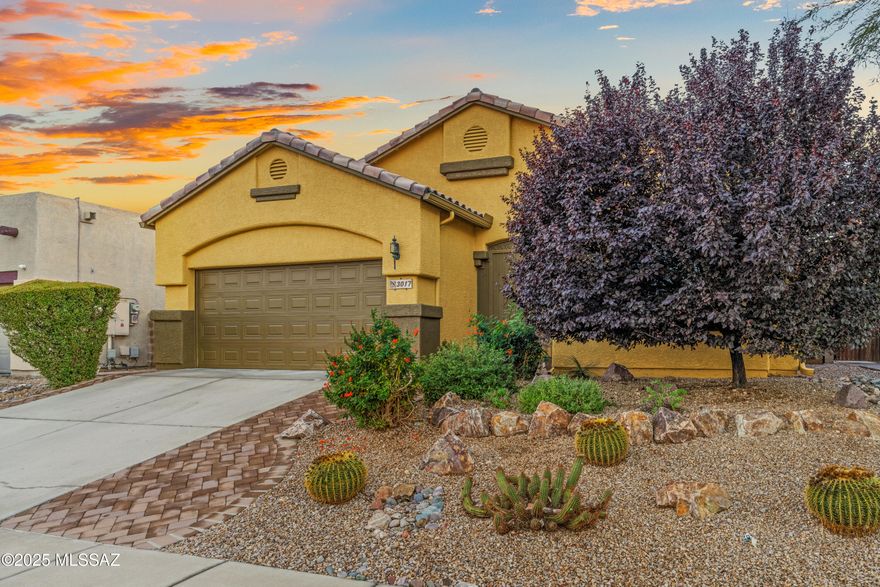 Beautifully updated and move-in ready, this 4 BD / 2 BA, 1,917 sq.ft. home is located in the desirable Desert Star community of West Tucson. Inside, you'll find a spacious family room with custom built-in shelving, a cozy fireplace, and stylish tile flooring throughout no carpet anywhere. The chef's kitchen is a standout feature, offering quartz countertops, white cabinetry, a walk-in pantry, a large island with breakfast bar seating, modern tile backsplash, and stainless steel appliances. The generous primary suite includes a fully upgraded bathroom with a double vanity, walk-in tiled shower, dedicated makeup vanity, towel storage, and an oversized walk-in closet. Three additional guest bedrooms share an updated hall bath, providing comfortable space for family, visitors, or...