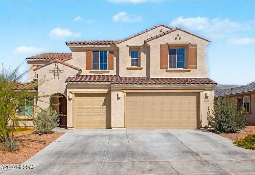 Beautiful [newer built] Pulte design home featured in the popular community of Rocking K subdivision in Tucson, AZ. This home offers the highly desirable Messina floorplan which incorporates 6 bedrooms, 4.5 baths, vaulting ceilings, a loft, den space, and a 3-car garage. Additional details will include a chef's kitchen features ss appliances, granite counter-tops, pendant lighting, soft-close cabinetry, center [eat-in] island, and walk in pantry. The primary bedroom offers spacious sleeping quarters, dual vanities, a large step-in shower, and a walk-in closet. The backyard offers a large covered patio space, extended pavers to additional covered lattice area, artificial turf, ample play space, and beautiful views of the desert--perfect for entertaining family & friends. Rocking K' community offers residents a 20-acre park, courts, splash pad, trails and serene desert surroundings--don't miss your opportunity to call this home!