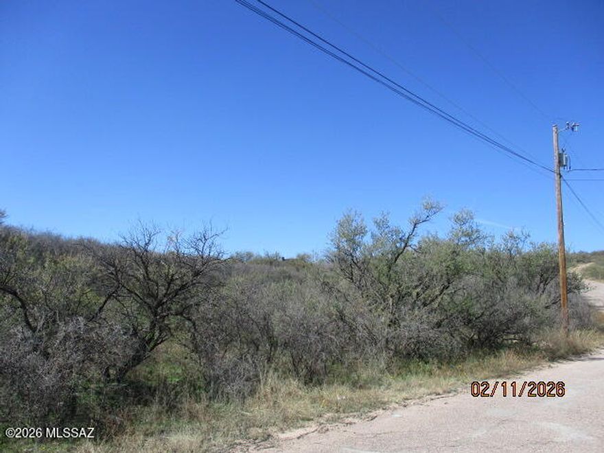 Gently elevated 0.59-acre corner lot in Rio Rico Estates offering wide open mountain views and peaceful desert surroundings. Located on a paved, county maintained road, this buildable parcel features electric, water, and phone nearby with easy access to Camino Ramanote. A hillside setting adds privacy and character while keeping you close to schools, shopping, and I-19 for quick travel. No HOA and flexible SCC R-2 zoning make this an ideal spot for your future home!