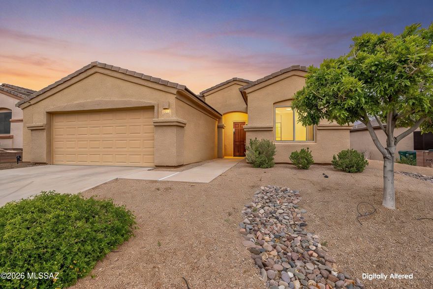 Affordable home in the desirable Soledad @ Las Campanas neighborhood, New HVAC,  Great room has a gas fireplace, open floor-plan w/ tiled floors, granite kitchen & new stainless appliances!  2 bedroom's, split bedroom floorplan, den with French doors, and an extra room perfect for the office or hobby room.  Laundry room has additional cabinetry with washer & dryer included.  Large walled back yard with mountain & green space views!  Covered patio to enjoy year round. Has GVR!  New waterline, New HVAC 2024, water softener, gas range in kitchen