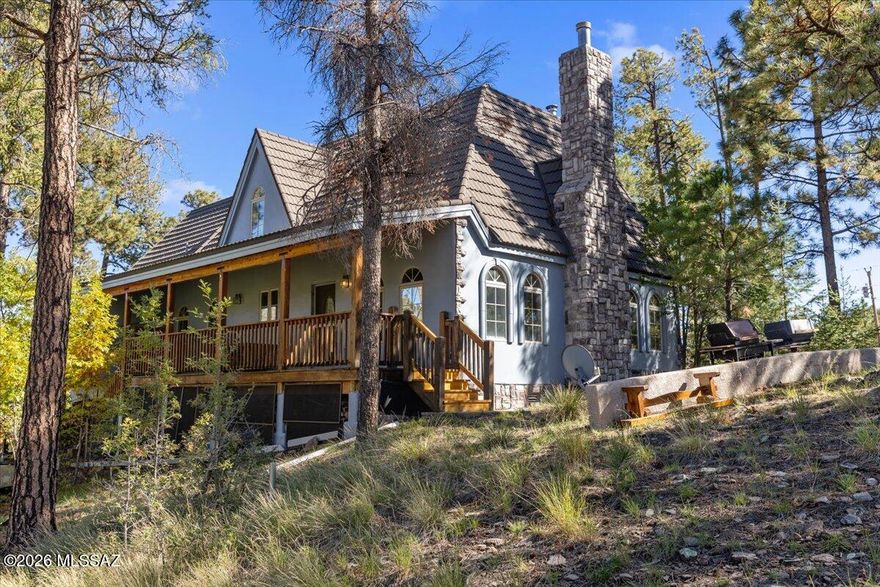 Custom built European-Inspired Mountain Chalet with striking stone exterior and unique architectural design throughout. This 4 bedroom, 3 bathroom home offers a rare blend of craftsmanship, character, and setting on .85 acres with mountain views. The interior features a bright, open great room with soaring vaulted ceilings
finished in warm tongue-and-groove wood, complemented by expansive arched windows that flood the space with natural light from multiple directions. The layout flows easily from the living area into the dining space and kitchen. The primary suite stands out with its distinctive architectural design and thoughtful layout. Additional features include a 3-car garage and a well-positioned homesite with no HOA.
Located just minutes from Alpine's town center, with easy access to national forest, lakes, and year-round outdoor recreation. Ideal for a full-time residence or mountain getaway. The adjacent lot is also available for purchase.
