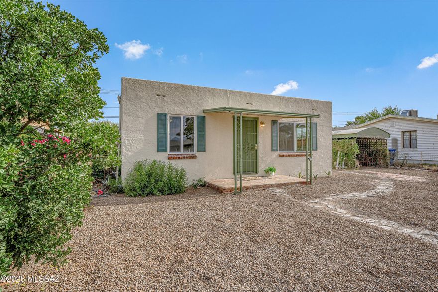 Fully renovated and move-in ready, this centrally located Tucson home blends modern upgrades with unique character. Improvements include a brand-new HVAC system, updated electrical, tankless water heater, dual-pane windows, sliding glass door, new flooring, fresh interior paint, and a remodeled bathroom with custom tile shower. The redesigned kitchen features new cabinets, new quartz countertops, new sink, and stainless steel appliances. Exterior upgrades include stucco repair, full exterior paint, new gravel landscaping for added curb appeal. Attached utility/laundry room offers extra storage. Spacious backyard with endless possibilities plus a rare underground bunker for storage or flex space. No HOA. Conveniently located near the University of Arizona, downtown, shopping, and dining.