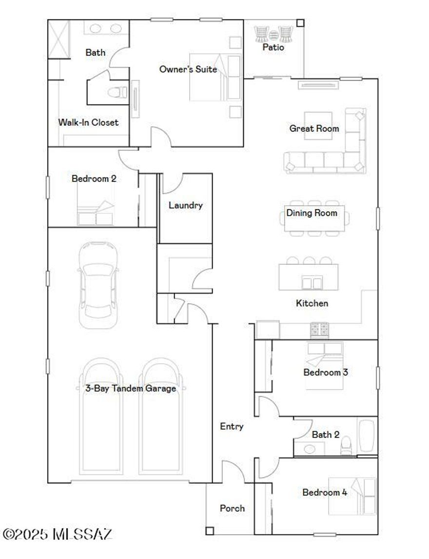 The spacious open-concept design of this single-story home simplifies multitasking among the living and dining spaces, while a back patio offers an ideal retreat for outdoor meals with friends and family. Four bedrooms, including the owner's suite, offer plenty of room for younger family members and guests. This home includes GE® stainless steal appliances, Rinnai Tankless Water Heater, prep for reverse osmosis, Granite Countertops, 2'' faux wood blinds, LED lighting and so much more!