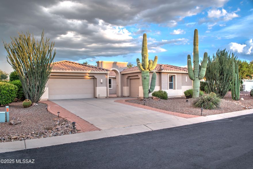 BOM- through no fault of seller-all repairs made -beautifully maintained CIMARRON model ideally located on Quail Hole 1 golf course. Designed for comfortable, energy-efficient living, this home features a newer tile roof, paid solar and electric car plug for long-term value. Enjoy stunning mountain views and sunrise mornings from the east-facing rear patio with outdoor BBQ, perfect for entertaining. Inside, a bright white kitchen with ample cabinetry opens to a cozy great room with gas kiva fireplace. A dedicated office with built-ins  and plantation shutters, supports remote work, while the flexible third garage bay is ideal for a workshop, craft room, or office, private front patio with decorative fountain, VIVINT smart home security, and a generous 9,000 sq ft lot. Welcome to this stunning 2,262 sq ft home, ideally situated on Quail Hole 1 with sweeping golf course views and a lifestyle defined by comfort, beauty, and convenience. From the moment you arrive, thoughtful details set this home apart:
-Versatile 3-Car Garage: A rare find, perfect for a workshop, craft studio, office, or extra storage.
-East-Facing Patio with Mountain Views: Enjoy spectacular sunrises and serene mornings with coffee, relaxation, or gatherings with friends.
-Bright, Welcoming Kitchen: Crisp white cabinetry and generous counter space create a cheerful hub for cooking and casual dining.
-Inviting Great Room: Cozy up by the authentic southwestern-style kiva fireplace, adding warmth and charm to your living space.
-Smart Home Security: Stay connected and secure with a VIVINT smart home system for modern convenience and peace of mind.
This home is more than a place to live; it's a lifestyle upgrade. With golf course living, breathtaking desert views, and versatile design, it truly has it all. Don't miss your chance to own this exceptional Quail Creek property - schedule your private showing today!