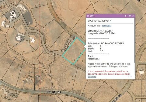 Vacant Land For Sale - 5800 &5850 Epazote (2 Lots) Road<br/> Sandoval County, Rio Rancho, NM 87144