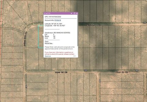 Vacant Land For Sale - L2 B50 U25 Calicut Loop<br/> Sandoval County, Rio Rancho, NM 87144