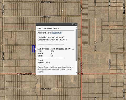 Vacant Land For Sale - 40th St & 8th Ave<br/> Rio Rancho, NM 87124