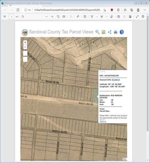 Vacant Land For Sale - 4608 Cayenne Road<br/> Sandoval County, Rio Rancho, NM 87144