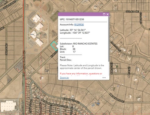 Vacant Land For Sale - 4201 Huron Dr Ne - U17 B38 Lot 8 Dr<br/> Rio Rancho, NM 87144