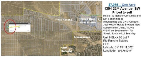 Vacant Land For Sale - 1304 22nd Avenue<br/> Rio Rancho, NM 87124