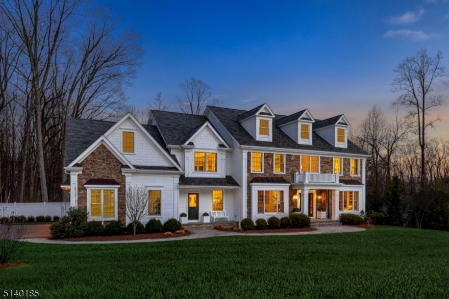 This stunning custom home sited on 4+ pastoral acres presents classic architectural grandeur, luxurious natural materials, innovative and individual design. The high ceilings are frequently coffered or tray. Crown moldings, headers and casings are full bodied, the wainscoting detailed, doors are uniformly raised panel bead board. Luxurious natural materials include quartzite and granite countertops. Select grade red oak provides the flooring on all three living levels. California closets begin in the Foyer and continue throughout the home. An abundance of light arrives from windows often with transoms, and French doors opening to deck, multi-level stone patio, beautiful saltwater pool, gardens and private grounds. Formal rooms flank the 2-story foyer. The spacious Library/Office opens to the Sunroom wrapped in windows & crowned with soaring turret ceiling.  The open floor plan flows from the latter to the richly detailed Family Room w fireplace to the equally architecturally enhanced kitchen sporting white cabinetry, 8-ft. island, quartzite countertops, pantries, Thermador appliances. On the 2nd level, the Primary Suite is accompanied by a Sitting room w fireplace, magnificently appointed marble bath & 2nd Laundry. Complementing this level are 4 additional BRs all accompanied w baths & fitted closets.  The 9-ft window-filled walk-out lower level continues the home's manifest detailing. Spaces include Media & Recreation areas opening to a lower terrace, pool and gardens.