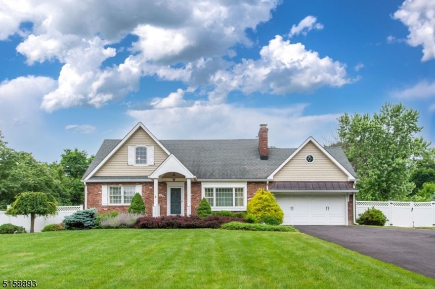 Beautifully Updated and Impeccably Maintained Expanded Cape Cod in a Scenic Neighborhood with Easy Access to Downtown Morristown and Major Highways.  Spectacular renovated kitchen with custom cherry cabinets, island, and wood burning fireplace with hibachi grille leads into the large great room with gas fireplace, cathedral ceiling, and sliding glass doors to large and sunny back yard.  A third fireplace in the living room adds warmth to this handsome main level of living.  4 spacious bedrooms and 2 full bathrooms provide plenty of space for all, yet the feel is cozy and comfortable. Finished walkout basement with large windows, tile flooring, baseboard heating, additional storage, and gym add extra living space. Professional landscaping and a large flat lawn complete the setting. Numerous updates during the last few years including roof, gutters and downspouts, siding, windows, floors, kitchen, great room, driveway, washer, dryer, furnace, water heater, and A/C. Wood burning fireplace in living room was never used by current owner, and is being sold as-is with no known issues.