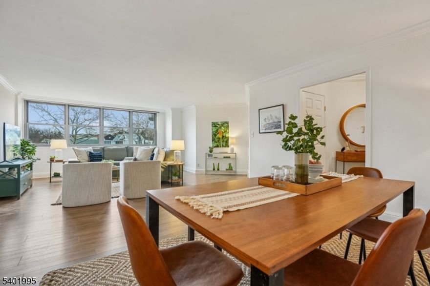 Enjoy the Upper Montclair lifestyle at the coveted Bellaire House, a premier full-service building offering effortless living in the heart of it all. With convenient access to shopping, restaurants, cafes, and NYC train access around the corner, this condo is ideal for commuters or downsizers looking to stay in the area. This light-filled and spacious unit welcomes you with a nice foyer and features open living and dining areas, perfect for everyday living and entertaining. The well-maintained kitchen flows seamlessly into the living spaces. The primary suite includes a walk-in closet, en-suite bath, and private terrace. The second bedroom is bright and generously sized with ample closet space, and a second full bath with tub/shower is conveniently located off the hallway. Building amenities include 24/7 doorperson service, on-site superintendent, laundry on each floor, plus additional laundry and storage in the basement. Outdoor amenities include a pool, patio with BBQ area, community herb garden, and on-site dog run. Maintenance fees cover heat, hot water, gas, electric, building services, and pool access. Pet-friendly building allows one dog or cat under 30 lbs. All of this is just blocks from the Upper Montclair train station, Anderson Park, and Upper Montclair Village.