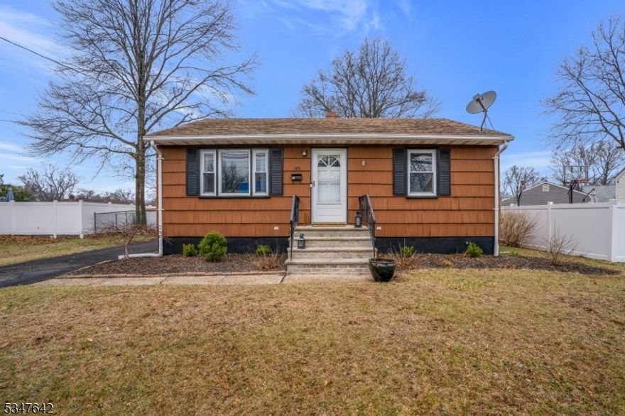 Welcome to this delightful 2-bedroom, 1-bath ranch that blends cozy charm with modern updates while offering the ease of one-level living! The home feels bright and inviting from the moment you step inside. The sun-drenched living room features large windows and hardwood flooring that flows throughout the home, adding warmth and character at every turn. The spacious eat-in kitchen is both stylish and functional, boasting newer flooring, trendy white brick half-walls, a tile backsplash, and plenty of room for casual dining or hosting. The renovated bathroom showcases timeless subway tile, modern chrome fixtures, and thoughtful touches. Two generously sized bedrooms with ceiling fans offer cozy retreats at the end of the day. The full basement is dry and boasts french drains and  high ceilings presenting endless opportunities to expand your living space and make it truly your own. Outside, relax or entertain on the stone patio perfect for BBQs, fire pit gatherings, or simply enjoying your fully fenced in .25 acre yard. A newer shed offers bonus storage, while updated mechanicals provide peace of mind.  Conveniently located near shopping, major transportation routes, and only 1 mile from the train station, this home offers seamless travel for commuters. Whether you're a first-time buyer, looking to downsize, or searching for a home with space to grow, this gem checks all the boxes. Don't miss your chance to make it yours!