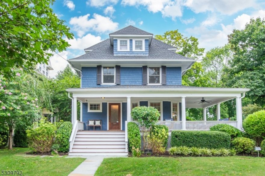 This beautifully renovated Victorian farmhouse blends classic charm with modern vibes. Smack in the middle of town, it's got that perfect open-concept layout, making it super easy to entertain or just chill out at home. The kitchen flows right into the living and dining spaces, so everything feels connected. Upstairs, are four fabulous bedrooms, each with oversized windows letting in so much natural light. The primary suite is swoon-worthy, with high ceilings, a gorgeous bathroom, and large, walk-in closet. The third floor has laundry and 2 more bedrooms, perfect for guests or work from home. The finished basement is a knock out. Out front, the fabulous wrap-around porch, complete with a swing, is the perfect spot to relax and watch the world go by. The back deck overlooks the expansive yard which gives you plenty of space for everything from BBQs to morning coffee in the fresh air. With its awesome location on Watchung Plaza's much loved Fairfield St, it's a cinch to stroll to coffee, bookstore, eateries, parks and train.