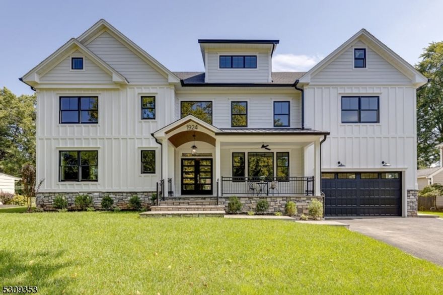 WELCOME to this exquisite 5-bedroom custom home in Scotch Plains. A bluestone walkway &  front porch lead to a grand two story foyer with striking feature walls extending to the second floor. This home showcases premium Hardie plank siding, AZEC trim & vertical siding, 3 HVAC units, 4-inch solid Oak Wood Flooring, Meticulous Craftsmanship, & Smart Home Features. The first floor boasts a gourmet kitchen appointed with an oversized island with 4 inch Quartz countertops & a prep sink, SS THERMADOR HOME CONNECT appliances including a 6 burner range, an 84 inch refrigerator &  walk in pantry. The kitchen seamlessly connects to the  family room, featuring a gas fireplace, custom wall unit for TV with floating shelves &  a dry bar. Four-panel glass doors open to a bluestone patio & spacious backyard. The office/living room, with glass French doors & barn doors, provides a sophisticated yet private space. The formal dining room is enhanced by a coffered ceiling & detailed picture moldings. Completing the first floor are a mudroom, powder room &  guest bedroom with full bath. Upstairs, the primary suite includes his-and-hers walk-in closets, a dressing vanity, vaulted ceiling in the bedroom & a sitting room. Stunning bath with oversized stall shower, soaking tub & double vanity.  Three more bedrooms with walk-in closets & full baths along a well equipped laundry room. The finished basement offers a rec room, game room, dry bar, full bath & bonus room. Close to town, train & schools!!