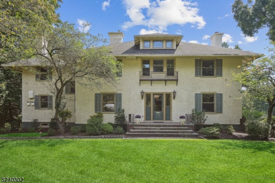 This Spectacular light filled 6 bedroom, 4.2 bath Colonial sits on almost an acre of property with a carriage house and heated gunite pool. The grand staircase sets the stage for the rest of the home which features generous sized rooms, high ceilings, mouldings, & hardwood floors. The first floor features a beautiful Chef's kitchen, adjacent family room, sunroom, living room, dining room and powder room. The primary bedroom provides a sitting area, walk-in closet, laundry room with sink, ensuite full bath with separate tub & shower. This home also features a 3rd floor guest suite. The finished basement has a rec room, gym, full-bath, second laundry room, and walkout to the patio. Just steps from Eagle Rock Reservation, Downtown Montclair, endless restaurants, and shops.