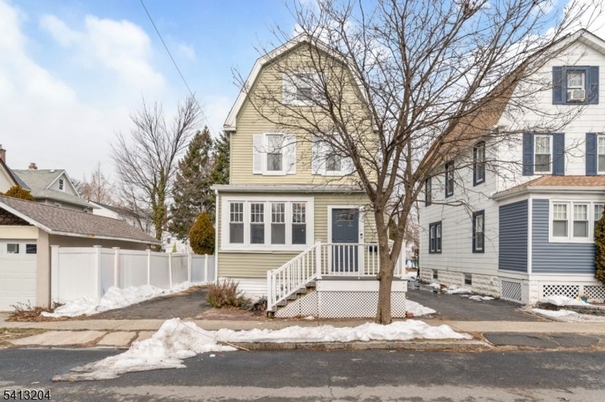 Welcome to this lovely eclectic style colonial home in Bloomfield NJ ! Located on a cul-de-sac street. Close to shops, restaurants & Bloomfield's vibrant center of town! Bloomfield train station is a quick 30 minute train ride to Penn station. Step inside your front foyer with loads of natural lighting beaming through. Living & dining room combo offer a large and spacious open concept with exposed beams offering a lovely natural vibe. Eat in kitchen includes granite countertops, stainless steel appliances and exposed brick. Off the kitchen is another beautiful sunroom space overlooking your backyard with access to driveway/ yard. Second floor includes 3 bedrooms & main bath. Primary bedroom is located on the third floor with high ceilings and exposed beams. A large, lovely primary bath with soaker tub, and open concept shower. Central a/c & forced hot air (2022). Sump pump & French drain (2023) transferable warranty included through installation company. Leased solar panels (2023) HIGHEST AND BEST OFFER 3/9/26 @ 5 PM