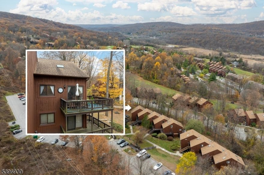 This light-filled end-unit townhome offers a warm, inviting Great Gorge Village retreat. Follow the HOA-maintained wood deck walkway to the entry level, where a renovated kitchen with granite countertops, stainless-steel appliances and abundant cabinetry opens seamlessly to the living and dining area. Soaring double-height ceilings, a skylight and large windows frame serene mountain views, while the dining area spills onto a private L-shaped balcony " a generous outdoor space for gardening, morning coffee or evening sunsets. Down the hall, you'll find a full bath, in-unit washer/dryer and a comfortable primary bedroom with a large closet. A custom spiral staircase leads to the loft level, a flexible space with high ceilings, skylight and storage closets " ideal as a second bedroom, studio, office or crafting haven. Enjoy public water and sewer, plus all the benefits of Great Gorge Village: community pool and playground, and an unbeatable location just 6 minutes to Mountain Creek ski lifts and water park and 10 minutes to Crystal Springs' golf, spa, hotel and restaurants. A charming year-round home or weekend escape in the mountains.