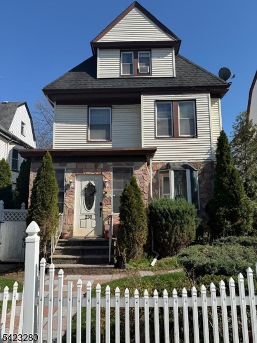 Spacious 5-bedroom, 1.1-bath Colonial located in East Orange, featuring central heat and A/C, a fully finished basement, and a detached garage with additional parking. The home offers a traditional layout with living room, dining room, and kitchen, while the upper levels provide generous bedroom space. The finished basement includes a second kitchen, two additional rooms, and a full bath that requires some work, offering great potential for extended living or flexible use. Overall, the property needs work and is ideal for buyers looking to customize or invest. Also includes solar panels for added efficiency. Situated on a quiet cul-de-sac with convenient access to Route 280, the Garden State Parkway, and NYC transportation. Strictly sold as-is; no repairs will be made. Buyer is responsible for CO and smoke certificates. No FHA financing.