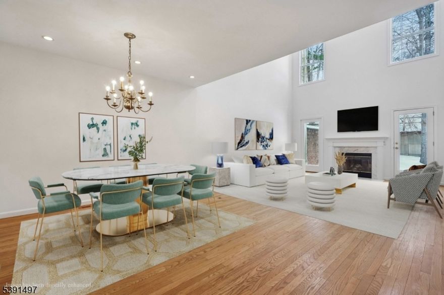 Welcome to this spacious Olcott II townhome in the Moore Estate. A first floor primary bedroom is one of its outstanding features. Situated on a quiet street, the property boasts a sweeping green area in front of the home and a wooded area overlooking the patio in the rear. The 2-story entry features a view through to the expansive dining area/living room with cathedral ceiling and patio with a gas line for a grill. The large kitchen provides a breakfast area, laundry room access and entrance to garage.  The primary suite offers a walk-in closet, double closet and large bath with soaking tub, stall shower and double vanity. A sweeping staircase leads to the 2nd floor loft area, two bedrooms, each with walk in closets, and a Jack-n-Jill bath. The basement level offers storage areas, a huge unfinished rec room and a walk-in closet. The club house offers seating areas and a fitness center. An in-ground pool and tennis courts complete the picture. The community is set in a wooded area, but is located only minutes to Madison, downtown Morristown and train transportation to NYC. The area is surrounded by several universities, and many parks for outdoor activities. Buyer to confirm maintenance cost, application fee and any additional costs with Taylor management.