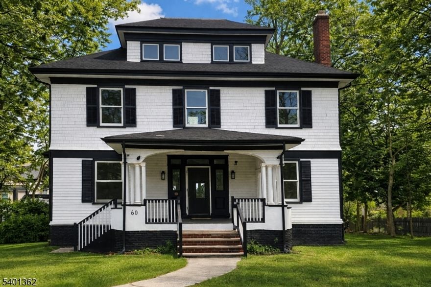 FULLY RENOVATED  CENTER HALL COLONIAL IN THE PRESTIGIOUS MONTROSE NEIGHBORHOOD OF SOUTH ORANGE.  6 BEDROOMS AND 4.5 BATHROOMS INCLUDING AN EN-SUITE PRIMARY BEDROOM. 2 ZONE CENTRAL AIR AND CENTRAL REGISTER HEAT. STATE OF THE ART STAINLESS STEEL KITCHEN EQUIPMENT,  ITALIAN TILES AND QUARTZ COUNTERTOP. 4 SEASON FLORIDA ROOM WITH AC AND HEAT. SELECT OAK FLOORS THROUGHOUT .FULLY FINISHED BASEMENT WITH FULL BATHROOM,  LAUNDRY ROOM, FRENCH DRAIN AND SUMP PUMP.  FOR YOUR CONVENIENCE THERE IS ANOTHER WASHER/DRYER ON THE SECOND FLOOR. DECK OVERLOOKS THE VERDANT AND X LARGE BACKYARD. A DETACHED 2 CAR GARAGE WITH A FULLY FINISHED LOFT WITH A SPLIT AC SYSTEM FOR HOT AND COLD AIR. 10-12 MINUTE WALK  TO SETON HALL UNIVERSITY, A FIFTEEN MINUTE WALK TO THE SOUTH ORANGE MOUNTAIN TRAIN STATION AND A 15-20 MINUTES WALK TO THE TOWN'S SHOPS AND RESTAURANTS.THE CHIMNEY AND FIRE PLACE ARE BEING SOLD ON A STRICTLY AS IS BASIS.  THE OWNER WILL NOT MAKE ANY REPAIRS.