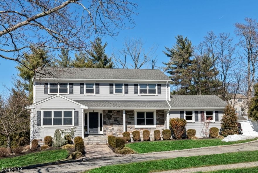 Experience unparalleled elegance in this immaculate 5-bedroom, 3.5-bathroom colonial, perfectly situated in the highly coveted Riker Hill neighborhood. This rare find offers the convenience of all 5 bdrms on a single level, complemented by a seamless flow of gleaming hardwood floors & modern LED lighting throughout. The heart of the home features a sun-drenched formal living room, a gracious dining room, & a cozy family room anchored by a classic wood-burning fireplace. The gourmet kitchen, beautifully renovated in 2018, is strategically located next to a functional mudroom with direct access to the two-car garage. High-end finishes continue with new wood doors throughout & a comprehensive water softener. The living space extends to an expansive walk-out lower level, which boasts a stunning, full bathroom renovation (2024) featuring a designer shower, a large cedar closet, & an abundance of storage. Beyond the interiors, the property transforms into a private outdoor sanctuary. Set behind a brand-new 2025 fence & lush professional landscaping, the yard features a heated outdoor pool,  dedicated barbecue area, & a convenient storage shed. The home's exterior is equally impressive, showcasing a circular driveway & updated siding & stone (2016). With a 2-zone HVAC system & countless mechanical updates, this home is truly move-in ready. Enjoy the perfect balance of suburban tranquility & urban convenience, located just minutes from premier shopping, dining, top rated schools.