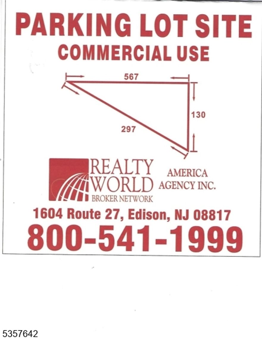 Raw land in highly trafficked commercial area close to Stelton Rd. train station. Land is adjacent to new Quick Check, land is a C-Z commercial zone.
