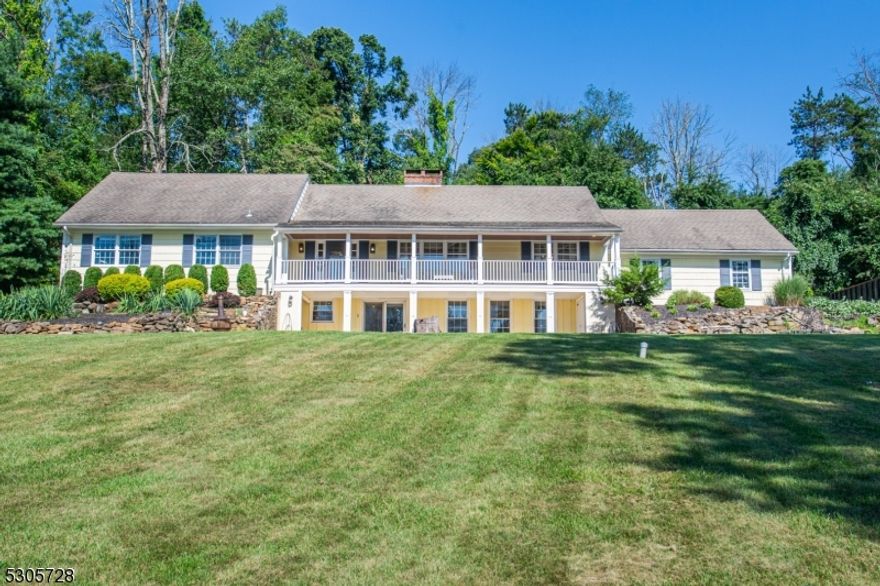 Welcome Home! This 5 bedroom ranch on 5 acres has so much to offer. Featuring beautiful views from the front porch, the property includes a below ground gunite pool, additional 2 car garage with heating & electric, 3 extra sheds for storage, and a patio with man made fire pit & koi pond. The home itself is complete with HW floors throughout, central air, chair rail moldings, recessed lighting, fireplaces and WB stove. First floor includes kitchen with granite counter tops, center island & 3 built in pantries, in addition to large mud/laundry room, dining room, living room, family room, primary bedroom with walk-in closet, 2 additional bedrooms and main bath in hallway. Second floor includes 2 bedrooms, full bath, cedar closet and large unfinished attic for tons of storage. Partially finished walkout basement with a built in bar and tons of room for extra storage leads you out to the beautiful property and pool, making entertaining company very easy. Close to Hacklebarney State Park for fishing, hiking, and sight seeing!