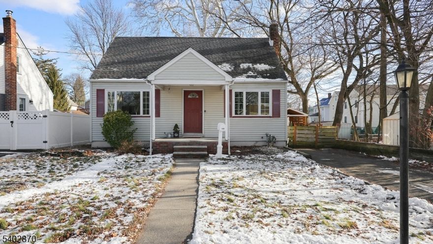 Welcome to this charming Cape Cod offering timeless character in a desirable Cranford neighborhood. This 2-bedroom, 1-bath home features central air, a newer kitchen 2022 with additional cabinet space under and above the eating area,  an updated bath 2007, a new roof 2022 and hardwood floors throughout. The first floor includes a kitchen overlooking the backyard, living room with coat closet, dining room, a convenient first-floor bedroom, a full bath, linen closet and a storage closet.  Head upstairs to the second level which offers an additional bedroom with classic Cape Cod appeal. There are also several closets here  for storage and convenience.  Natural wood doors and wall accents provide warmth and distinctive character. A very large full partially finished basement offers a laundry room, an office area, family room area and excellent storage. Situated on a level lot. There is ample parking in the driveway and street parking. Convenient to all Cranford has to offer, schools, restaurants, shopping and transportation!  A wonderful blend of location, character, updates, and functionality.