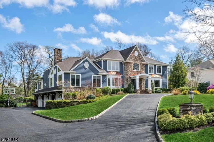 Welcome to comfortable living on a grand scale! This handsome center hall colonial in the Sicomac district welcomes you with striking HardiPlank siding with stone and copper accents, circular driveway, and 4-car garage. Inside lies numerous cathedral ceilings, quality trim work including multiple built-ins, spacious family and great rooms for versatile living and entertaining, oversize windows throughout for beautiful sun-filled rooms, 3 fireplaces, and a custom kitchen with grand island with seating for six. A gorgeous first floor primary suite features a fireplace, large bath, two walk-in closets, and private office. A stunning open staircase leads to 4 large second floor bedrooms, as well as a lower-level recreation room with full bath, mudroom, and gym. The backyard oasis includes a tiered deck and paver patio; free form pool with whirlpool spa and rock waterfall; cabana with changing area and bathroom; and gorgeous outdoor kitchen with high end appliances. A must see!