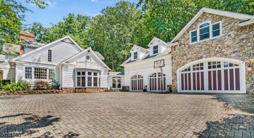 Welcome to "Chesterfields" -  a totally captivating and thoroughly renovated Custom home with spectacular sunset views of the panoramic Roxiticus Valley from every room-- with the main house spanning 5,415 sq ft of commodious living space on two floors, plus an expansive multi-room finished lower level w  guest/au pair suite with full bath and large, partially-finished multi-purpose room.  Outbuilding exercise facility with indoor hot tub. Paver courtyard with ample parking, 4-car attached garage with 1/2 bath & Tesla charger and 1,100 sq ft recreation room & full bath above.  Two-tier composite deck with screened gazebo, free-form heated in-ground swimming pool has paver surround and two-tier patio with a charming pool house.  Elevated gazebo overlooking the pool and flat lawn area, & a host of outdoor sports facilities including basketball, sand/beach volleyball, & bocci ball courts, graded hiking/quad trail, dog kennel and chicken coop, and surrounded by 7.6 acre fully fenced showcase property with dense woodland borders ensuring the utmost in privacy, plus the long-term peace-of-mind of a brand new five-bedroom septic system to be installed prior to closing.  A truly unique and architecturally dynamic home that blends striking design, dramatic proportion, and recreational elements in the most compelling of ways.  Daily breathtaking 180 degree panoramic views of the Far Hills countryside & mesmerizing evening sunsets are utterly spectacular & decidedly unrivaled anywhere