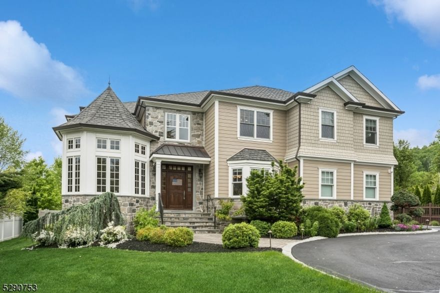 Welcome to your dream home in prestigious Harding Township, NJ. Custom built in 2015, this exquisite property seamlessly blends modern luxury with timeless elegance. The spacious layout features 5 bedrooms, 5 full bathrooms, and 1 half bathroom. The gourmet kitchen is equipped with top-of-the-line appliances and a large island, perfect for culinary enthusiasts.Cozy evenings can be enjoyed by the two gas fireplaces, one in the main living room and a second in the primary. Or read a book in your octagonal study space just off the main entry all. Upstairs, the elegant primary suite includes a cozy gas fireplace, a spa-like bathroom, and two spacious closets. The finished basement serves as an entertainment hub, boasting a fitness room, a bar area, a theater big enough for a billiards table and leather seating for 8, and storage space to build your dream wine cellar. Additionally, the finished attic offers versatile space for various uses. Situated on .69 acres, the outdoor oasis includes a large deck for entertaining and a convenient turn-around driveway. Modern conveniences such as a whole house backup generator, Sono's speaker system, and exterior security camera system provide peace of mind. This stunning home offers unparalleled luxury in one of New Jersey's most desirable communities. Experience the perfect blend of comfort and style. Schedule a private tour today and discover the elegance of this Harding Township gem!