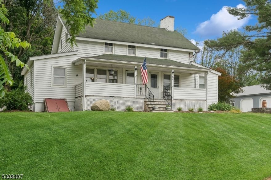 AMAZING FIVE ACRE PROPERTY, LOVED AND UPDATED COLONIAL, OVERSIZED, DETACHED GARAGE are waiting for you!!! You will be impressed by newer kitchen with white cabinets and stainless-steel appliances; modern bath with a shower; large living, family, and dining rooms.  House features three bedrooms. Space upstairs with high ceilings offers lots of possibilities for additional living space if you need it.  Updated electric, central air add value to this home.  Fireplaces are sold as is.  Beautiful, large property - come and decide how you are going to use it!!