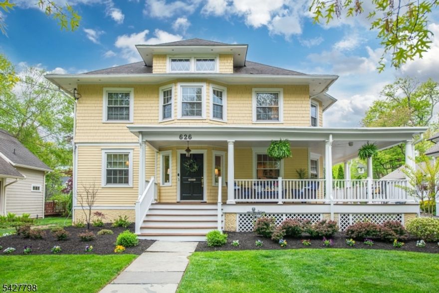 Experience timeless appeal in this majestic home that is quintessentially Westfield. Perfectly positioned one block from the Westfield train, enjoy your expansive views of iconic Boulevard from a newly refinished mahogany porch. Thoughtfully renovated with an eye for quality, the interior boasts custom woodwork and craftsmanship throughout. The grand foyer is flanked by appealing entertaining/gathering spaces with bright windows, beamed ceilings, and built-in bookcases and cabinetry with timeless character. A large eat-in kitchen complete with new stainless appliances, granite counters, and updated lighting is adjacent to the spacious family room with views of the exceptionally deep, green backyard and updated deck. The primary suite is a true retreat, featuring a cathederal ceiling, plantation shutters, and exceptional storage. Recharge in a spa-inspired en suite with heated floors, custom cabinetry, and a luxurious shower. In addition to the primary suite, the second-floor hosts three generously sized bedrooms, with broad windows and ample storage. A newly renovated, classically styled main bath and reading nook landing complete this floor. An enormous third floor great room allows one to spread out and enjoy tree top views from all vantage points. The basement level, with its own newly renovated full bath, offers additional office, storage and recreation space. This home perfectly melds today's lifestyle with classic design. See highlight sheet for details.