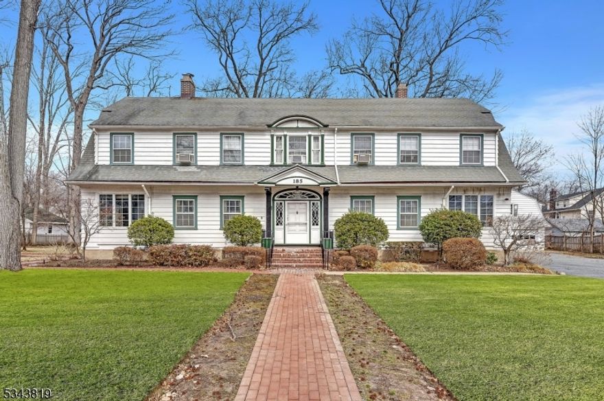 Welcome to 185 Fernwood Avenue, a rare opportunity to own a historic property listed for sale for the FIRST TIME EVER. Nestled in a tranquil, sought-after Upper Montclair neighborhood, this large center-hall Colonial is a stunning testament to timeless design and rich history. Built as a home for Caroline Sellew and her husband, who tragically lost his life in WWI, this residence became a memorial home for war widows a place of refuge and remembrance. With nine spacious bedrooms and four and a half bathrooms, this home offers an abundance of living space, ideal for those who appreciate classic craftsmanship and grandeur. Elegant crown moldings in a formal living room, spacious dining room,  sunroom, and solarium create an inviting atmosphere throughout. The Kitchen is large with 2 Butler's pantries and an additional room, used at one time as a Bedroom with a bathroom.  Two wood-burning fireplaces add warmth and charm, offering the perfect setting for cozy gatherings during colder months. The outdoor gazebo provides a serene space for relaxation, perfect for enjoying Montclair's natural beauty. Located just a block and a half from Sunset Park and only two blocks from the vibrant Upper Montclair Village and the train station, this home combines peaceful seclusion with convenience. Don't miss your chance to own a piece of Montclair history schedule a tour of this extraordinary opportunity today!