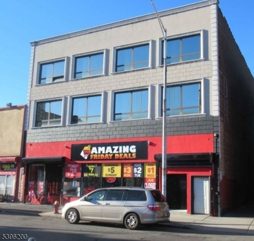 one of a Kind, First floor 9900 sq ft commercial space, with approval for 9 apartment on each of the existing 2nd and 3rd floors and  9 more by adding a forth floor, a total of 27 apartments. , approved for 3 Studios, 9 one bedroom, 9 two bedrooms and 6 three bedrooms, plus the 1st floor. Best location in Passaic, Easy to show, call for more info