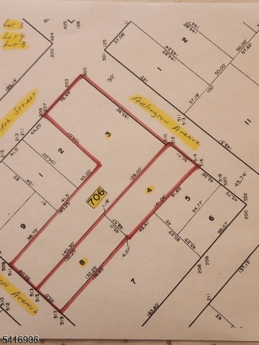 Properties are located 510 Arlington Ave, 512 Arlington Ave, 515 Madison and 517 Madison. This premier investment opportunity situated within the Todd South Redevelopment Zone in Plainfield, offering a massive 34,300=square foot footprint with rare three-street frontage. Comprising Block 706, Lots 3,4,and 8, this expansive site is a developer's dream with significant potential for a five-story residential apartment building, aligning with the successful momentum of the ten-high-density buildings already completed under the Todd South Redevelopment Plan. The property is .3 miles to the Plainfield Train to NYC. The property currently features a diverse mix of existing structures and utility:LOT 8: A functional three-family houseLOT 4: A 6,000 Square foot vacant lotLOT 3: A powerhouse of utility featuring a large one-story commercial building, a substantial garage with ample parking, and two additional residential buildings (one two-family and one three family).This unique assemblage provides both immediate rental income and a shovel-ready path toward a landmark transit-oriented development.