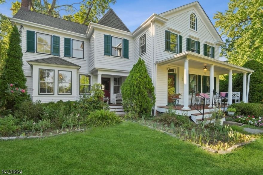 Welcome to this charming suburban Victorian farmhouse! Originally built in the 1800's for a family whose farm once stretched from Valley Road to Grove Street, this authentic farmhouse offers a tranquil escape in the heart of the suburbs. Set remarkably far back from the road on an expansive, sun-drenched property, the home is bathed in natural light and anchored by a classic front porch that invites you to relax and unwind. The interior is defined by a sense of warmth and history, featuring a first floor with a foyer, living room, den or office, expansive family room addition, dining room, eat-in-kitchen, full bathroom, laundry, and access to the backyard patio. Upstairs, a bright landing leads to the huge primary suite, complete with a sitting room, closet space, already plumbed for a future primary bath. Three additional spacious bedrooms and a hall bath complete the second level, where every window offers lush, private views of the property. Outside, the property offers a generous yard ideal for outdoor enjoyment, recreation, or gardening, along with a detached, updated one-car garage. Lovingly maintained by its current owners for nearly 35 years, come experience the timeless charm and make this beautifully storied farmhouse your own.